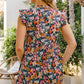 ODDI Mini-robe florale pleine taille à volants et manches courtes