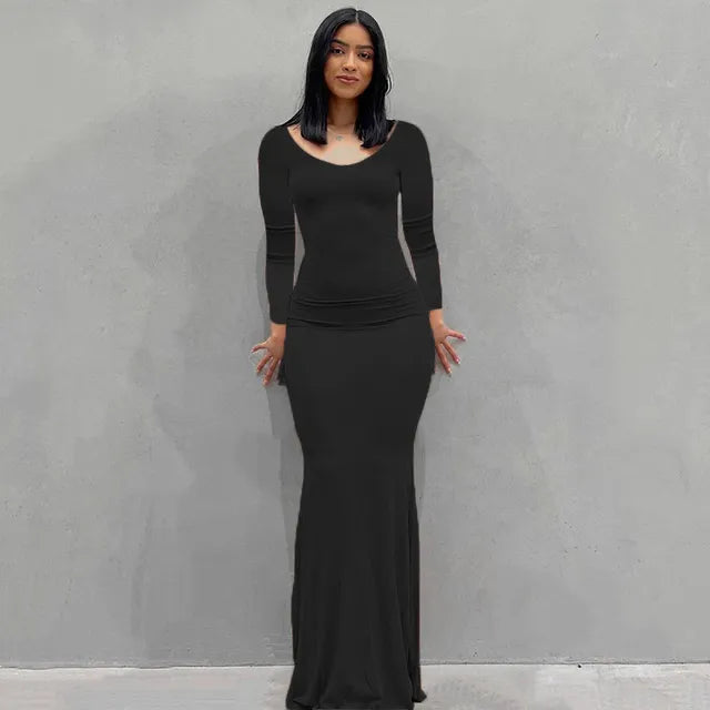 Sexy Skims Sleeveless Long Black Bodycon Maxi Dress - 2023 Women's Summer Dress