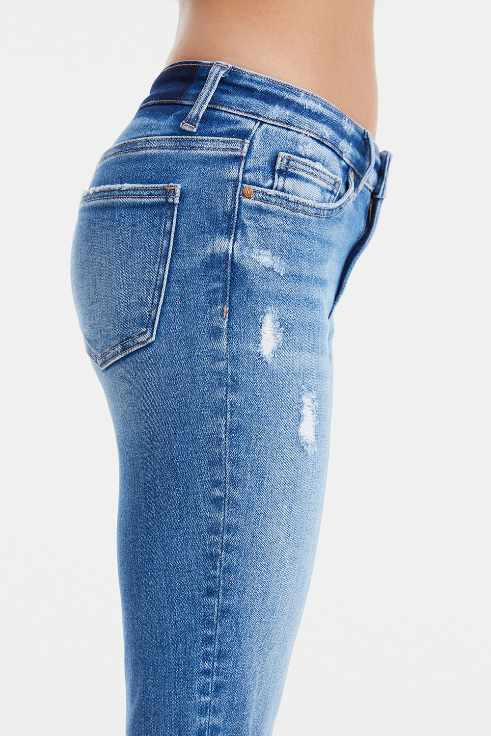BAYEAS Jeans in voller Größe mit mittlerer Taille und geradem Bein im Used-Look