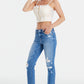 BAYEAS Jeans in voller Größe mit mittlerer Taille und geradem Bein im Used-Look