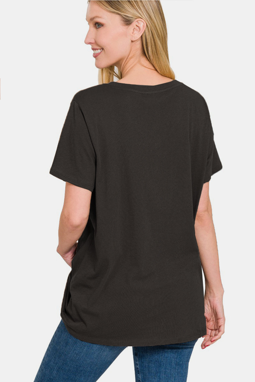 Zenana T-shirt à manches courtes et col en V pleine taille