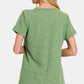 Zenana Waffle Notched Short Sleeve T-Shirt