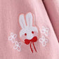 Cardigan en tricot brodé de lapin de dessin animé – Pull ample et décontracté pour femme 