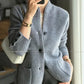 Thick Stand Collar Loose Knit Cardigan Sweater Jacket for Women