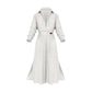 Solid V Neck Lapel Shirt Dress With Pockets - Full Sleeve Long Skirt Dress for Women