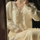 Cardigan en tricot surdimensionné brodé floral - Pull vintage à col en V pour femme 