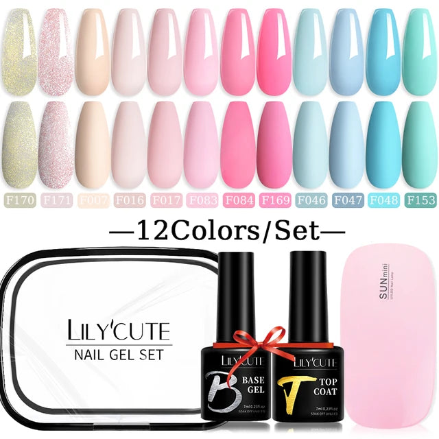 12PCs 7ml Spring Macaron Gel Nail Polish Set: Semi-Permanent UV Soak Off Kit