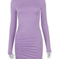 Here is a 9 word title for that product:  Women's Long Sleeve Bodycon Turtleneck Mini Dress - Skinny Stretchy Fall Party Dress