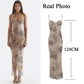 Spaghetti Strap Floral Mesh Maxi Prom Dress - Sexy Evening Party Dress for Women