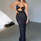 Solid Hanging Neck Maxi Dress - Sexy Hollow Out Perspective Dress for Women