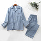 Brushed Cloth Long-sleeved Lapel Pajama Set - ladieskits - women pajamas