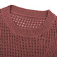 Round Neck Long Sleeve Hollow Knit Sweater Women Loose Sweater Winter