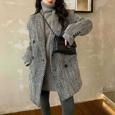 Temperament Small Suit Collar Woolen Coat Women - ladieskits - jacket