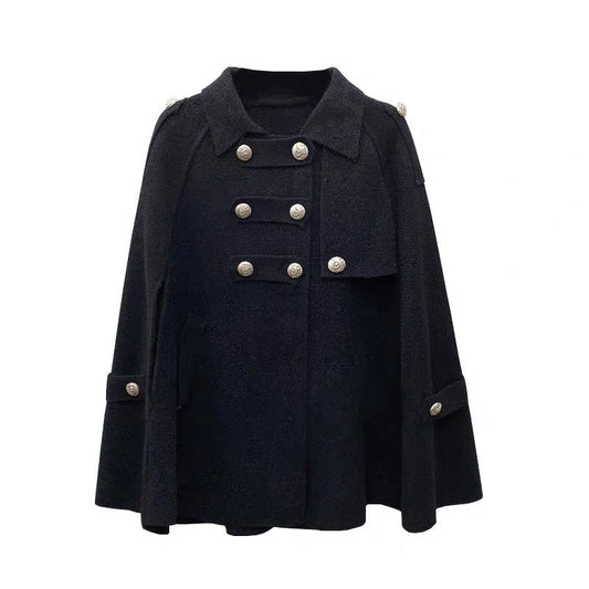New Style Coat Cloak Women Loose Fashion Double Breasted Coat - ladieskits - jacket