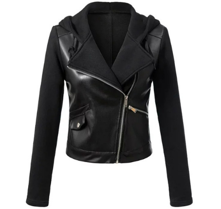 Leather coats Motorcycle Jacket Black Outerwear leather PU Jacket - ladieskits - 0