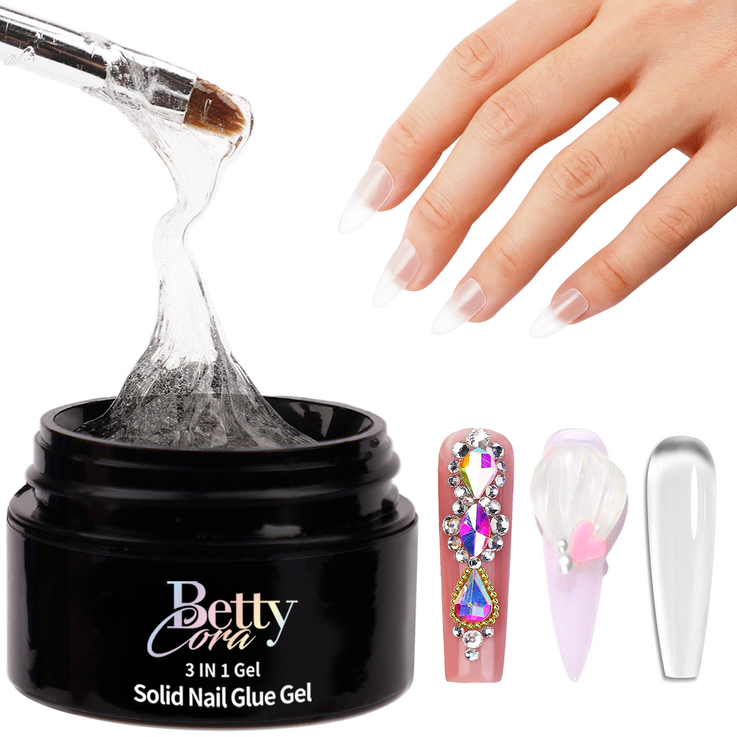 Gel colle à ongles solide Bettycora 3 EN 1 