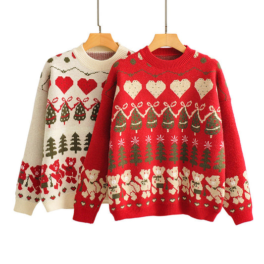 Christmas sweater women knitted pullover top - ladieskits - sweatshirt vs sweater
