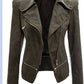 Motorcycle leather jacket jacket zipper two leather jacket - ladieskits - 0