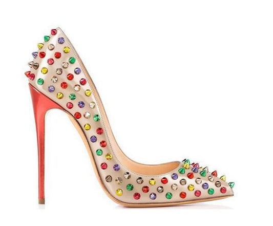 Color rivet high heels - ladieskits - 0