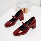 Cow patent leather buckle high heels - ladieskits - 0