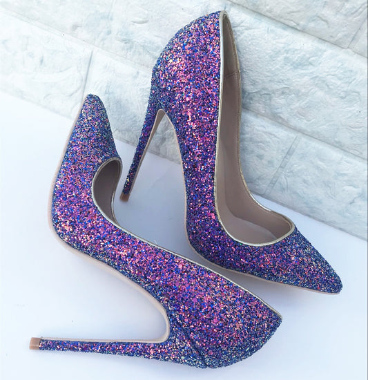 Symphony purple sequin high heels - ladieskits - 0