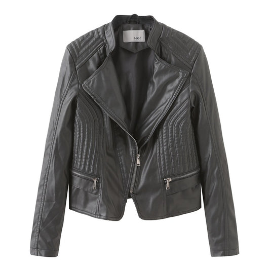 Women's Leather Jacket, Women's Leather Jacket, Slim Small Coat - ladieskits - 0