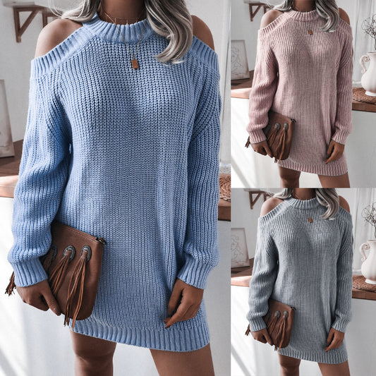 Knitwear College Sweaters Sweater For Women Long Blue Gray - ladieskits - 0