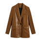 European And American Pu Imitation Leather Suit Jacket Women - ladieskits - 0