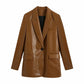 Trendy Temperament Faux Leather Suit Jacket - ladieskits - 0