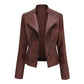 Women's Leather Jackets Women's Short Jackets Slim Thin Leather Jackets Ladies Motorcycle Suits - ladieskits - 0