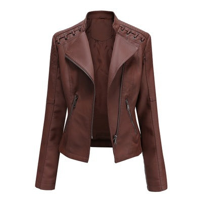 Women's Leather Jackets Women's Short Jackets Slim Thin Leather Jackets Ladies Motorcycle Suits - ladieskits - 0