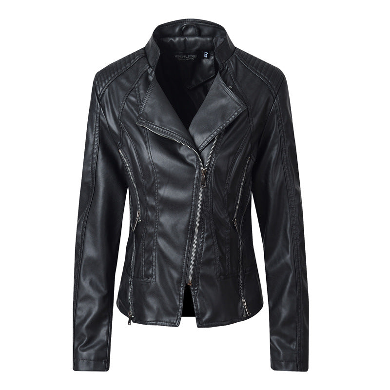 Slim Leather Ladies Coat Pu Jacket - ladieskits - 0