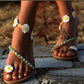 2021wish sizzling national wind foreign trade large size flat bottom rhinestone handmade female sandals toe casual flowers - ladieskits - 0