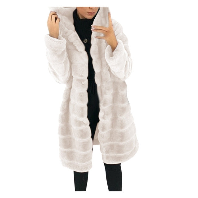 Jacket Winter White Big Solid Jackets For Women Long Coat - ladieskits - 0