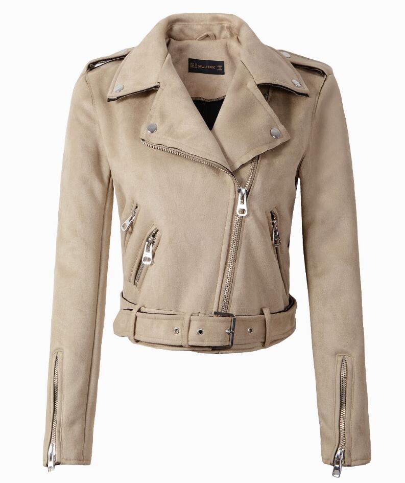 Slim-fit Suede Jacket Short Women's Leather Jacket - ladieskits - 0