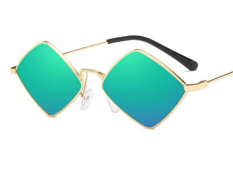 Retro Style Diamond Sunglasses Sunglasses Personality Irregular Metal Sunglasses - ladieskits - 0