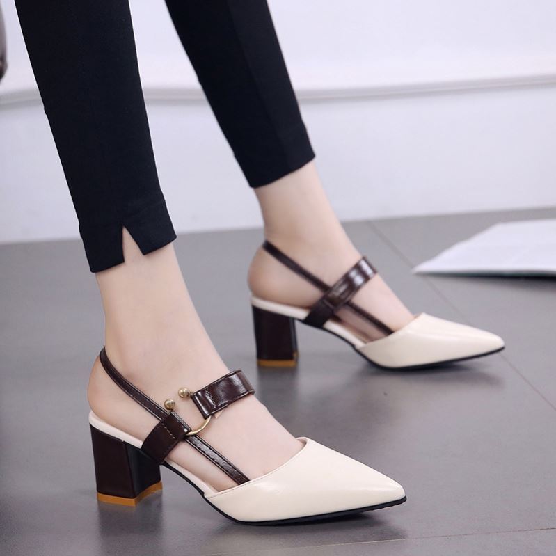 Summer Gentle Thick-heeled High Heels Shoes Baotou Sandals For Women - ladieskits - 0