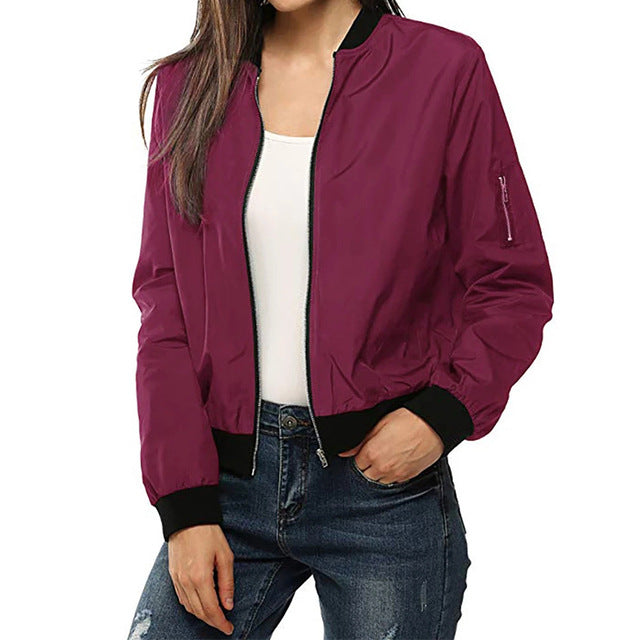 Sportswear Short Bomber Jacket Coat Autumn Women - ladieskits - jacket