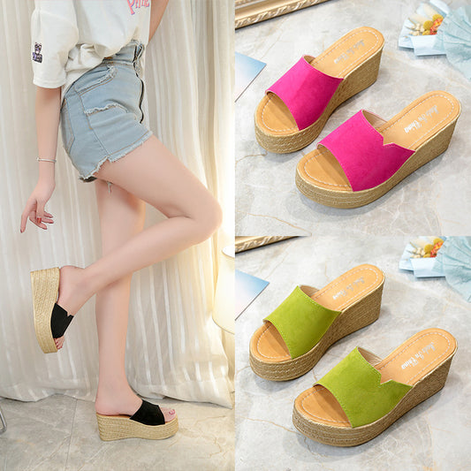Slippers Women Summer New Style Korean Beach Shoes High Heels - ladieskits - 0