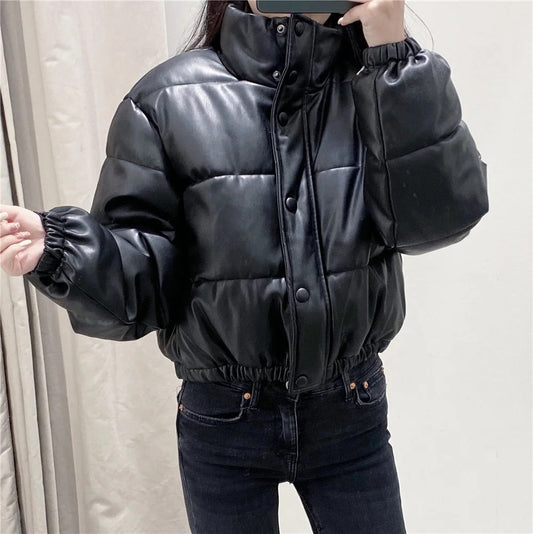 Faux leather cotton jacket - ladieskits - 0