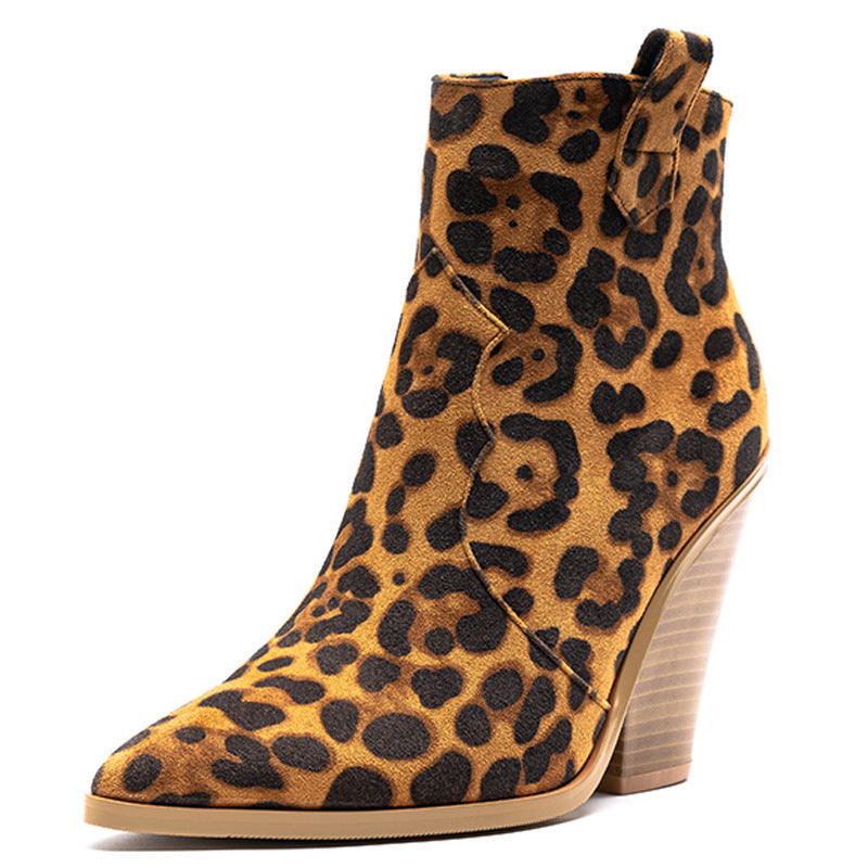 Block heel high heel pointed toe boots - ladieskits - Sandal