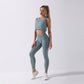 Seamless Yoga Sleeveless Drawstring Top Fitness Set - ladieskits