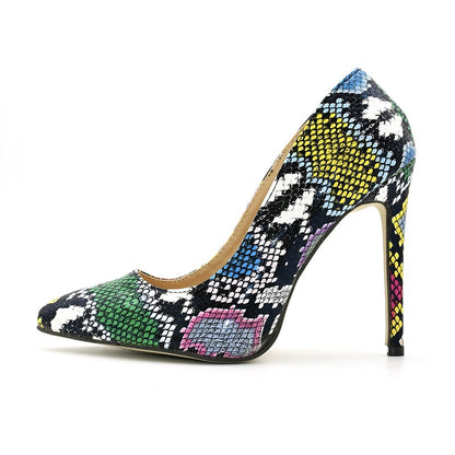 Female snake print high heels - ladieskits - 0