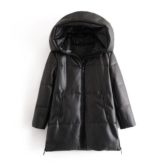 Fashion all-match cotton faux leather jacket jacket - ladieskits - 0
