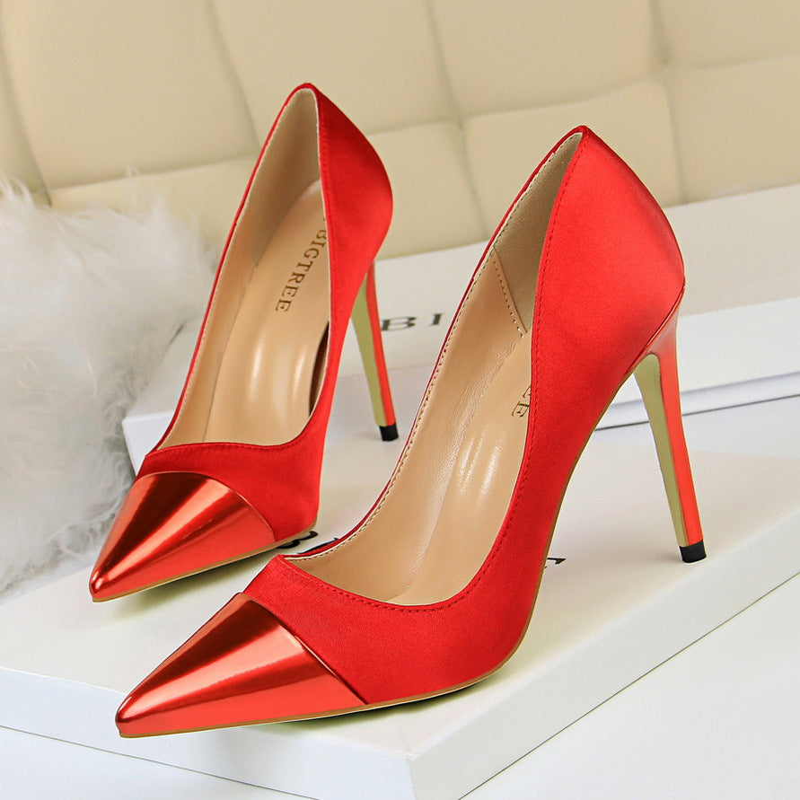 Stitched pointed high heels - ladieskits - 0