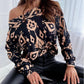 Autumn And Winter Long Sleeve Loose Shoulder Sleeve Leopard Print Blouse For Women - ladieskits - sweatshirt vs sweater