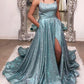 2021 Backless Sparkly Spaghetti Straps Side Slits Prom Dress with Pockets,20081611