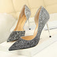 Gradient color block sequined high heels - ladieskits - 0