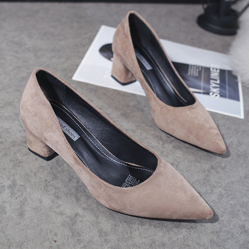 Shallow pointed toe frosted high heels - ladieskits - 0