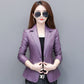 Suit collar small leather jacket - ladieskits - 0